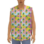 Zigzag Pineapple Pattern Print Sleeveless Baseball Jersey