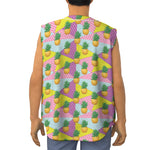 Zigzag Pineapple Pattern Print Sleeveless Baseball Jersey