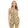 Zigzag Pineapple Pattern Print Sleeveless One Piece Swimsuit