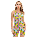 Zigzag Pineapple Pattern Print Sleeveless One Piece Swimsuit