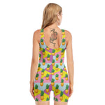 Zigzag Pineapple Pattern Print Sleeveless One Piece Swimsuit