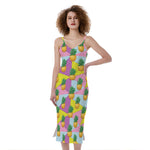 Zigzag Pineapple Pattern Print Slim Fit Midi Cami Dress