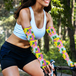 Zigzag Pineapple Pattern Print Sun Protection Arm Sleeves