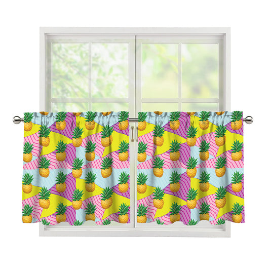 Zigzag Pineapple Pattern Print Tier Curtains