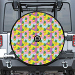 Zigzag Pineapple Pattern Print Tire Cover With Camera Hole