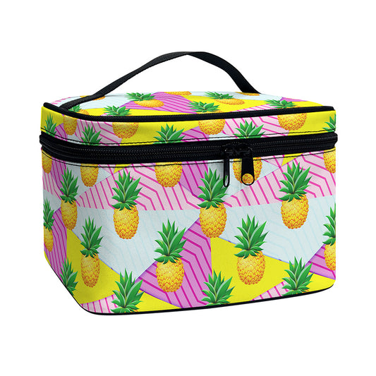 Zigzag Pineapple Pattern Print Travel Makeup Bag
