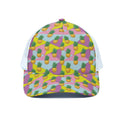 Zigzag Pineapple Pattern Print White Mesh Trucker Hat