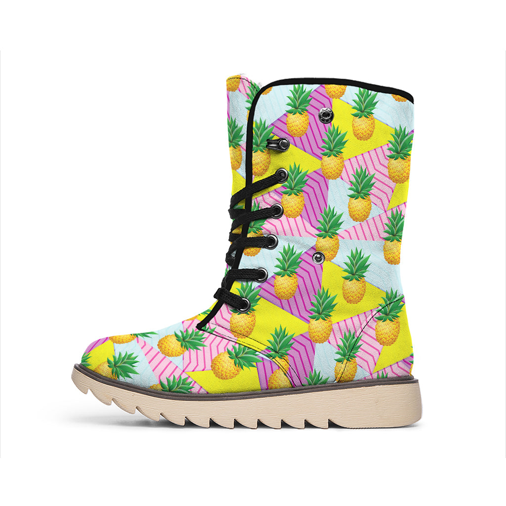 Zigzag Pineapple Pattern Print Winter Boots