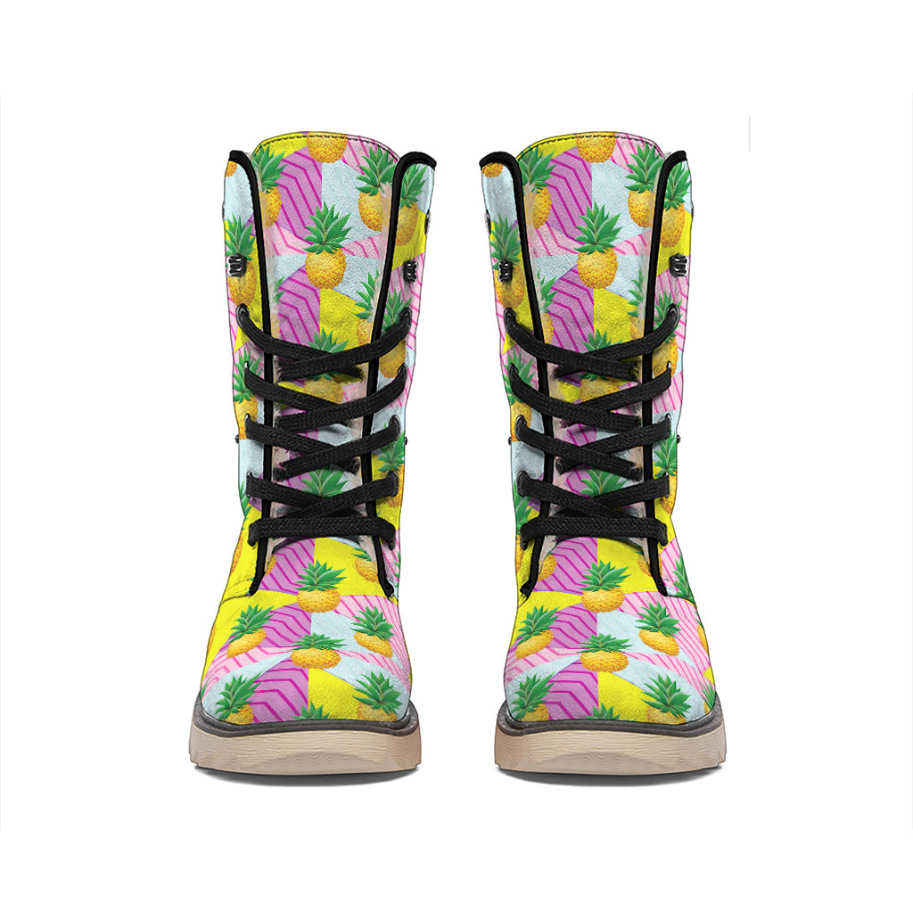 Zigzag Pineapple Pattern Print Winter Boots