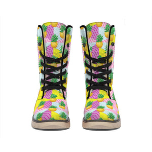 Zigzag Pineapple Pattern Print Winter Boots