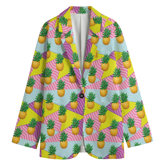 Zigzag Pineapple Pattern Print Women's Blazer