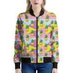Zigzag Pineapple Pattern Print Women's Bomber Jacket