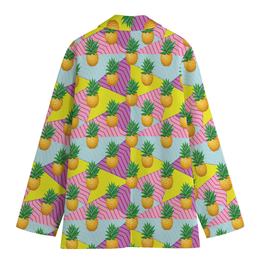 Zigzag Pineapple Pattern Print Women's Cotton Blazer