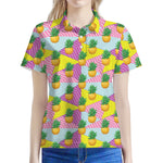 Zigzag Pineapple Pattern Print Women's Polo Shirt