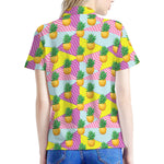 Zigzag Pineapple Pattern Print Women's Polo Shirt