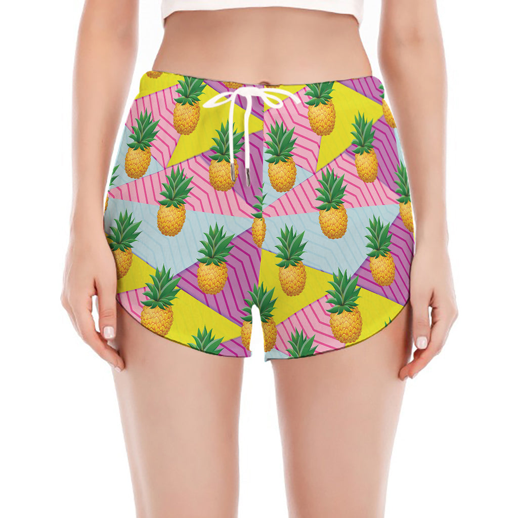 Zigzag Pineapple Pattern Print Women's Split Running Shorts