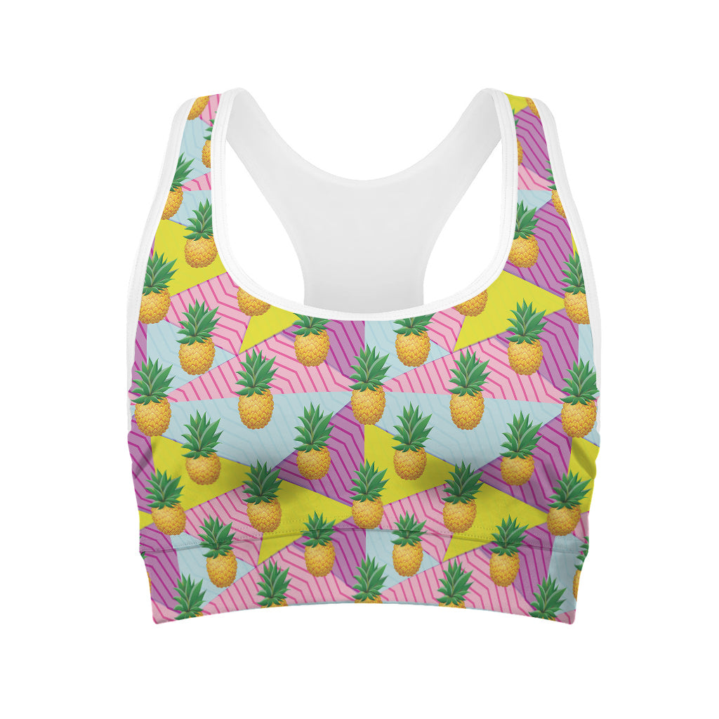 Zigzag Pineapple Pattern Print Women's Sports Bra