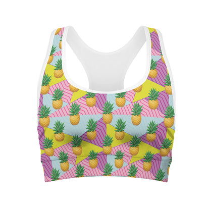 Zigzag Pineapple Pattern Print Women's Sports Bra