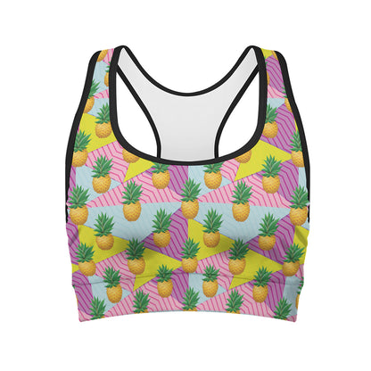 Zigzag Pineapple Pattern Print Women's Sports Bra