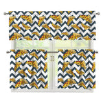 Zigzag Pizza Pattern Print 3 Piece Kitchen Curtains