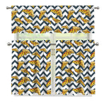 Zigzag Pizza Pattern Print 3 Piece Kitchen Curtains