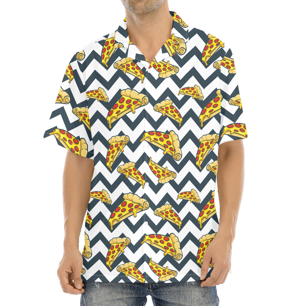 Zigzag Pizza Pattern Print Aloha Shirt