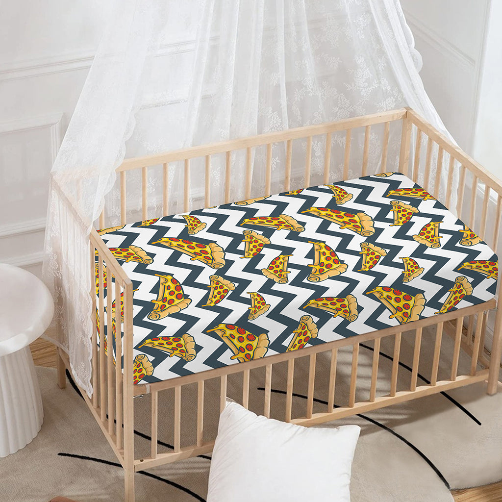 Zigzag Pizza Pattern Print Baby Crib Sheet