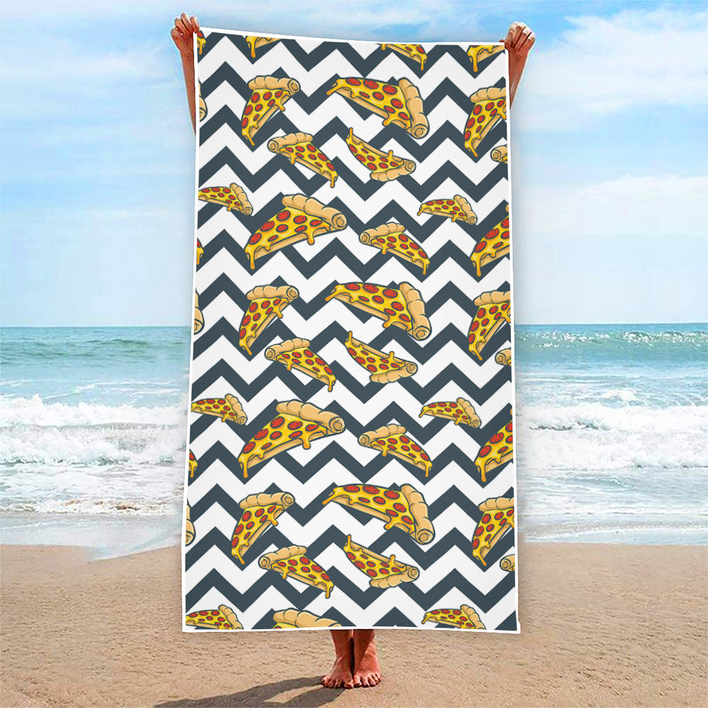 Zigzag Pizza Pattern Print Beach Towel