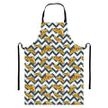 Zigzag Pizza Pattern Print Bib Apron With Pocket