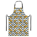 Zigzag Pizza Pattern Print Bib Apron With Pocket