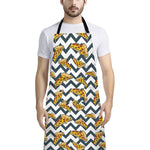 Zigzag Pizza Pattern Print Bib Apron With Pocket