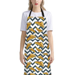 Zigzag Pizza Pattern Print Bib Apron With Pocket