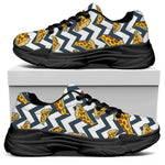Zigzag Pizza Pattern Print Black Chunky Shoes