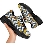 Zigzag Pizza Pattern Print Black Chunky Shoes