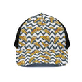 Zigzag Pizza Pattern Print Black Mesh Trucker Hat