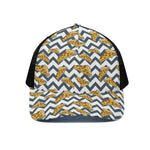 Zigzag Pizza Pattern Print Black Mesh Trucker Cap