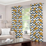 Zigzag Pizza Pattern Print Blackout Grommet Curtains