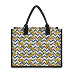 Zigzag Pizza Pattern Print Canvas Tote Bag