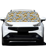 Zigzag Pizza Pattern Print Car Windshield Snow Cover