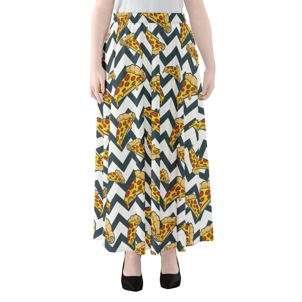 Zigzag Pizza Pattern Print Chiffon Maxi Skirt