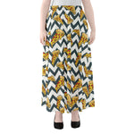 Zigzag Pizza Pattern Print Chiffon Maxi Skirt