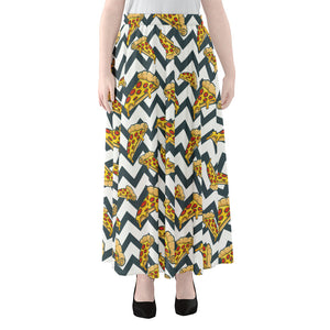 Zigzag Pizza Pattern Print Chiffon Maxi Skirt