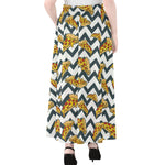 Zigzag Pizza Pattern Print Chiffon Maxi Skirt