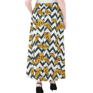 Zigzag Pizza Pattern Print Chiffon Maxi Skirt