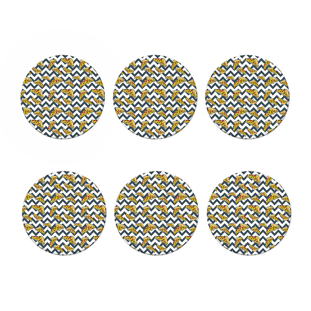 Zigzag Pizza Pattern Print Coaster Set