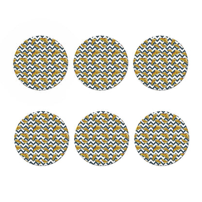 Zigzag Pizza Pattern Print Coaster Set