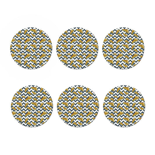 Zigzag Pizza Pattern Print Coaster Set