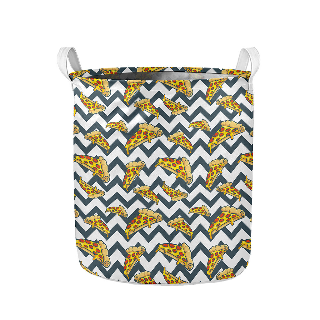 Zigzag Pizza Pattern Print Collapsible Laundry Basket
