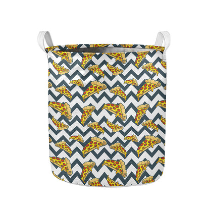 Zigzag Pizza Pattern Print Collapsible Laundry Basket