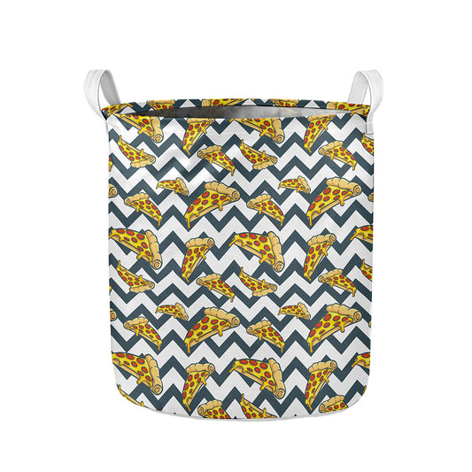Zigzag Pizza Pattern Print Collapsible Laundry Basket